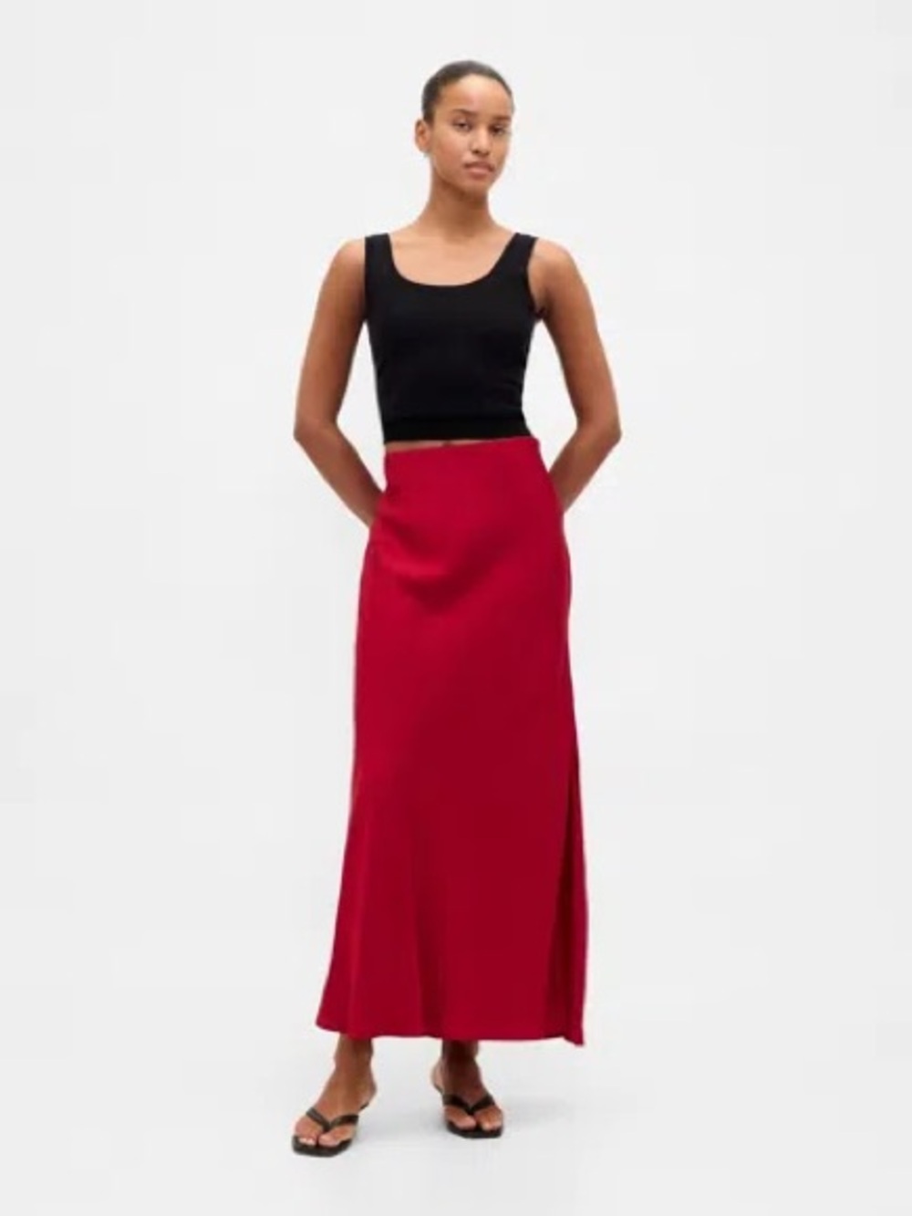 EXPRESS Women's Red Pink Maxi Skirt silky straight